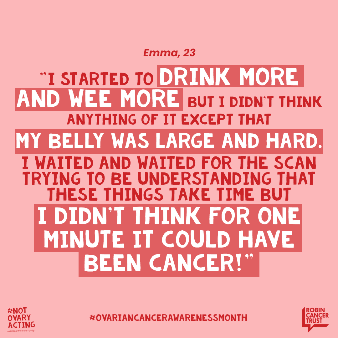 RCTcharity's tweet photo. Emma was just 23 when she was diagnosed with ovarian cancer. Read her blog on our website, where she explains how she first noticed bloating, peeing more, feeling full and pain before her diagnosis 👉 https://t.co/QfgSzKmjAX
#ocam2023 #ovariancancerawareness #youngadultcancer https://t.co/KK5C7o6hzn