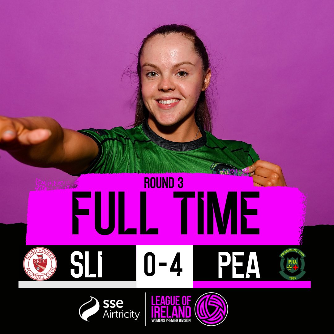 LoiWomen's tweet photo. FT | Peamount grab the 3 points at The Showgrounds with a dominant display 👊

#LOIW | #SLIPEA https://t.co/RqJilvqIND