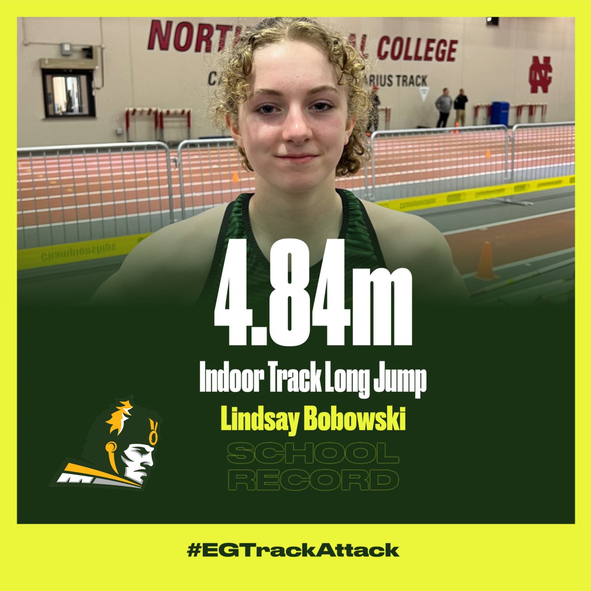 Freshman Lindsay Bobowski 
New Indoor Track Record Holder in the Girls’ Long Jump
