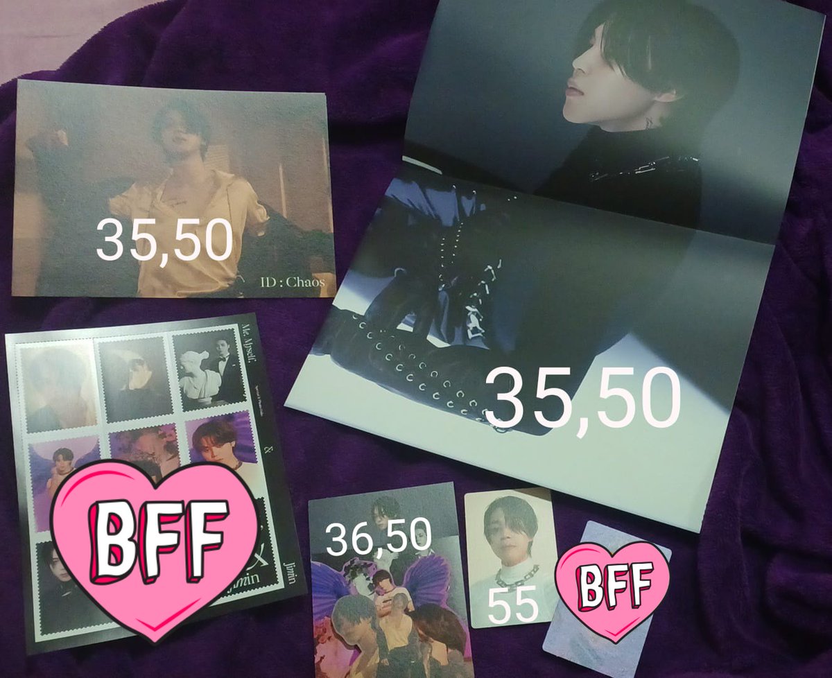 Itens do Photo-folio do Jimin ID:Chaos  disponíveis 

Poster R$35,50
Mini poster R$35,50 
Jimin item R$36,50
Photocard Fixo R$55,00 

+ frete nacional 

Se levar mais de um item tem desconto

Tenho feedback no fixado 💜 🤗