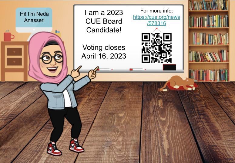 OTANNeda's tweet image. Hey #WeAreCUE! I’m happy to share that I am a candidate for the @cueinc board. I’ve enjoyed meeting many fellow educators this #SpringCUE. Please take time to read more about me and my experience ❣️