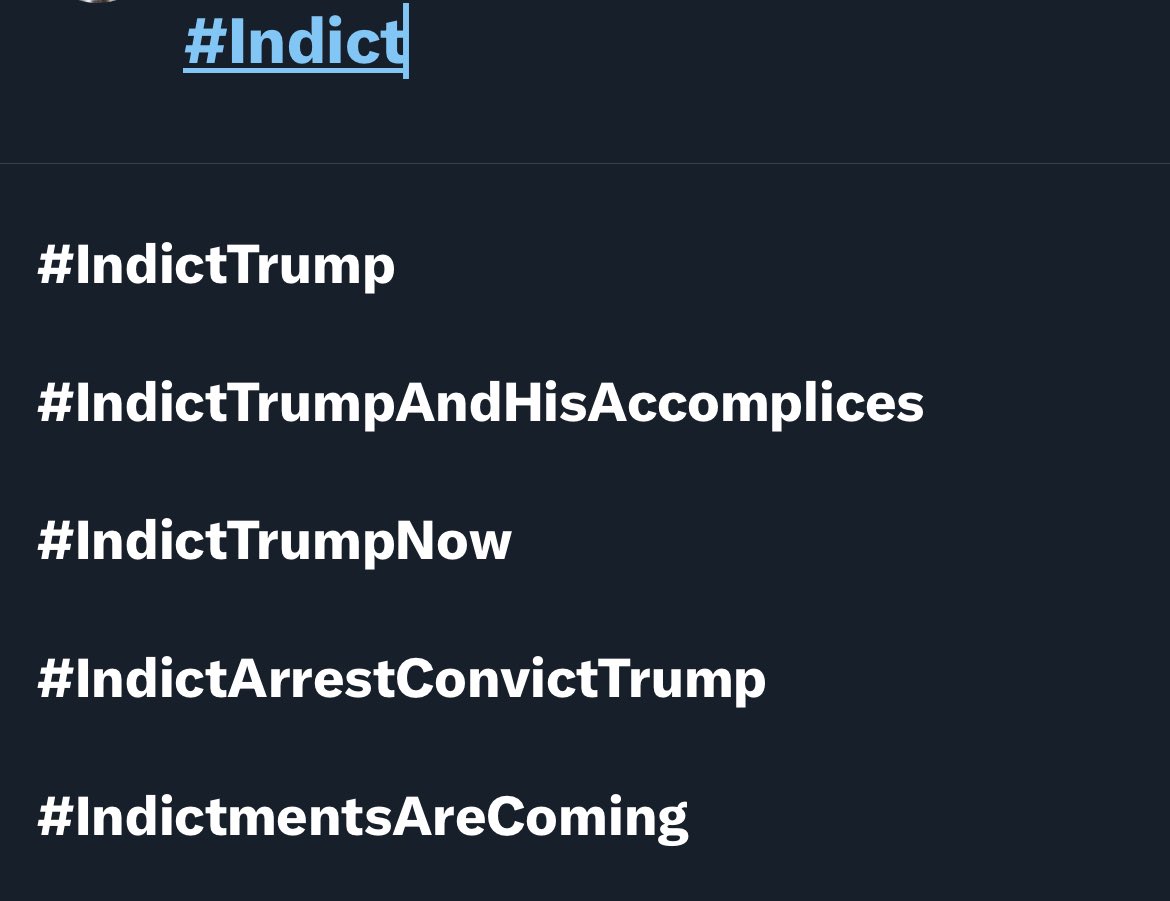 's tweet image. Wow. So many #Indict Hashtags to choose from…😂🤣