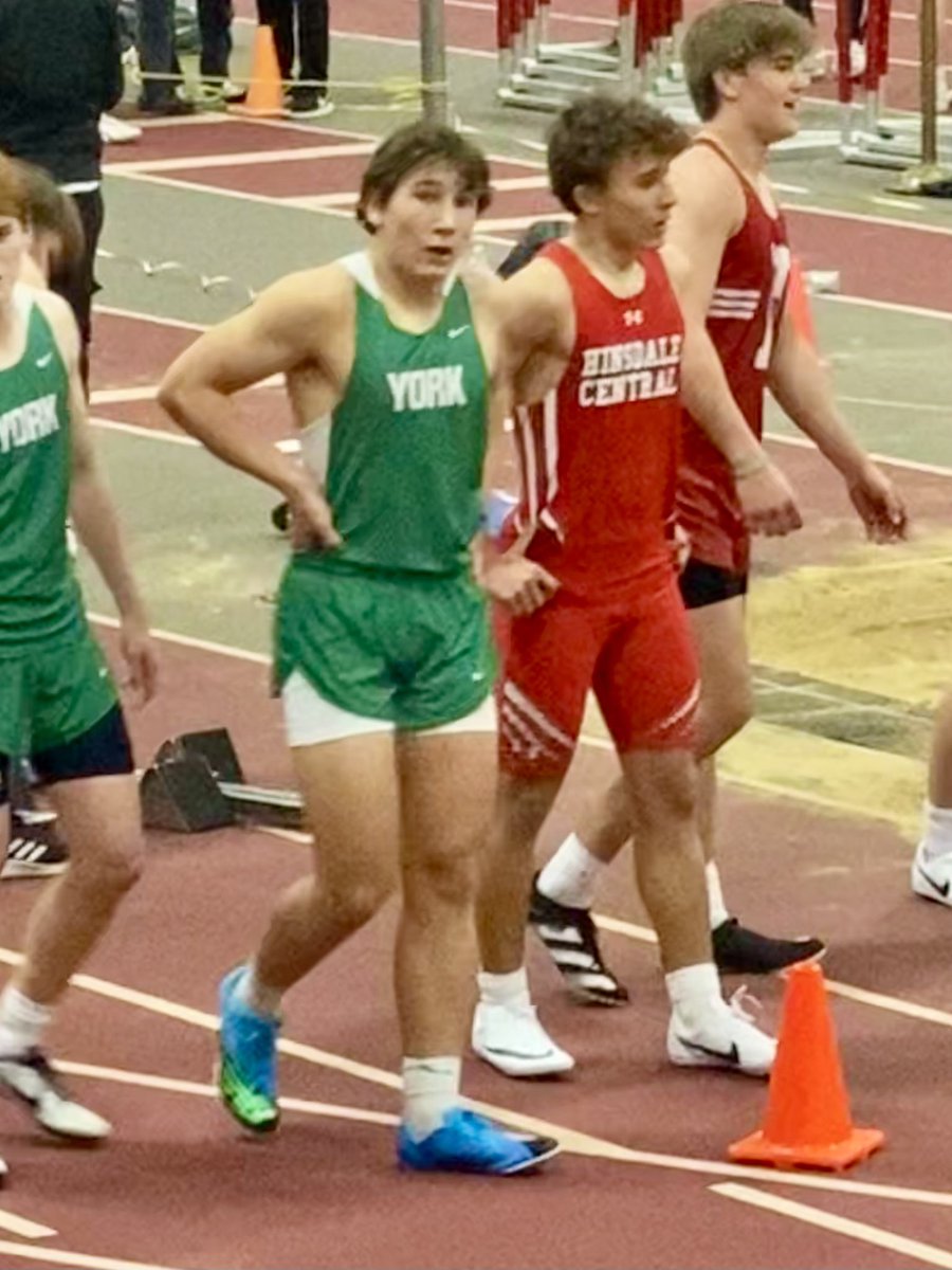 MasselBruno's tweet photo. My 1st Indoor season ended w/the WSC Conf Chip last night.  Took 4th in the 55 with a new PR 6.98 and our team won it all! #gettingbettereachday #poundthestone @york_dukes @yorkBSprints @CoachFitzFball @CoachBigPete @DeepDishFB @Bryan_Ault @CoachRenoYale @PrepRedzoneIL @EDGYTIM https://t.co/DUPnnQ3yNG