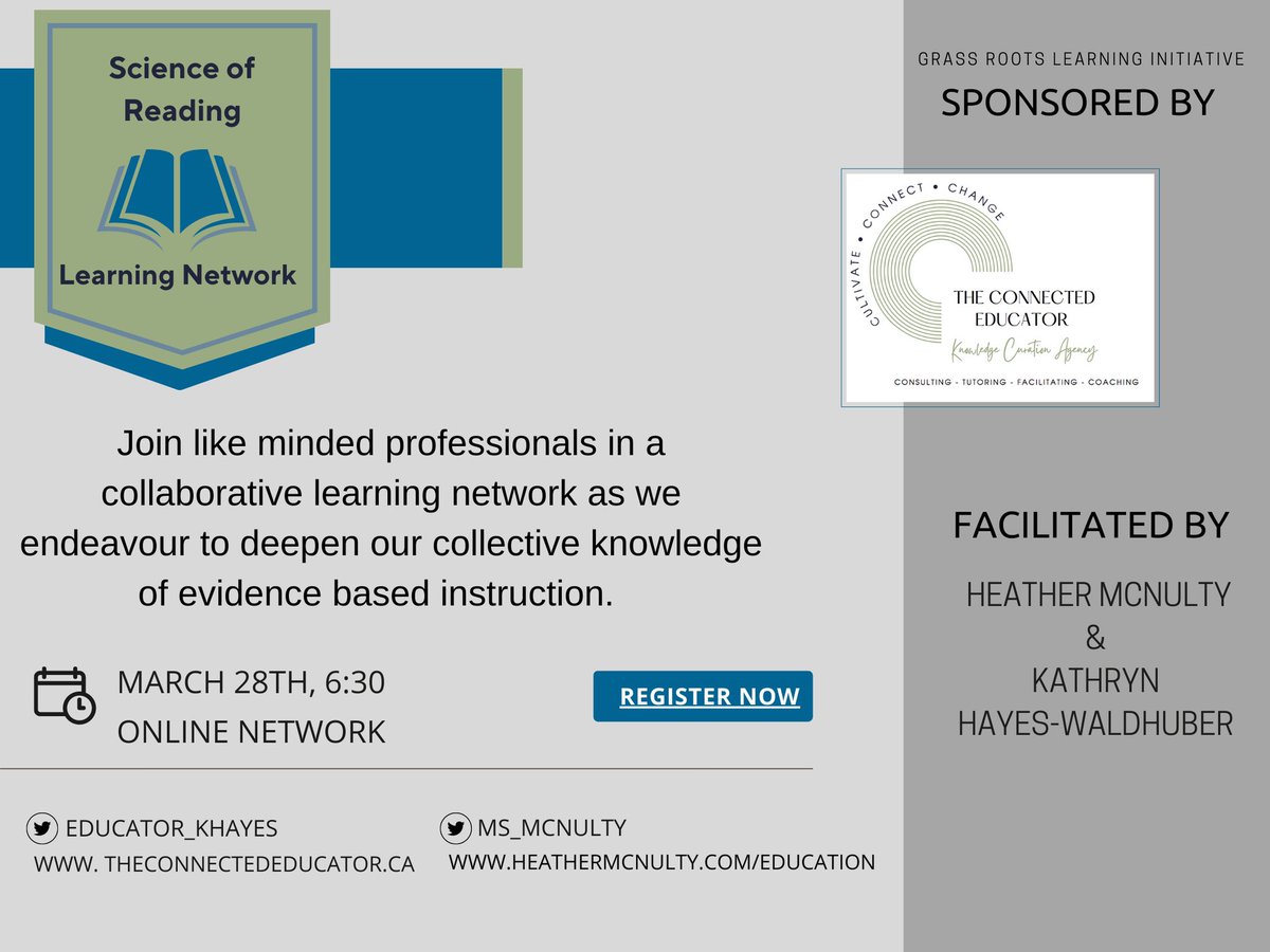Ms_McNulty's tweet photo. @Educator_khayes and I are running our first online discussion about the science of reading.
Please sign up and join us! It is going to be a great session
#scienceofreading #sor #readingtalks #teacher 
https://t.co/CzciFTd7iJ… https://t.co/zng7Xx3ipG