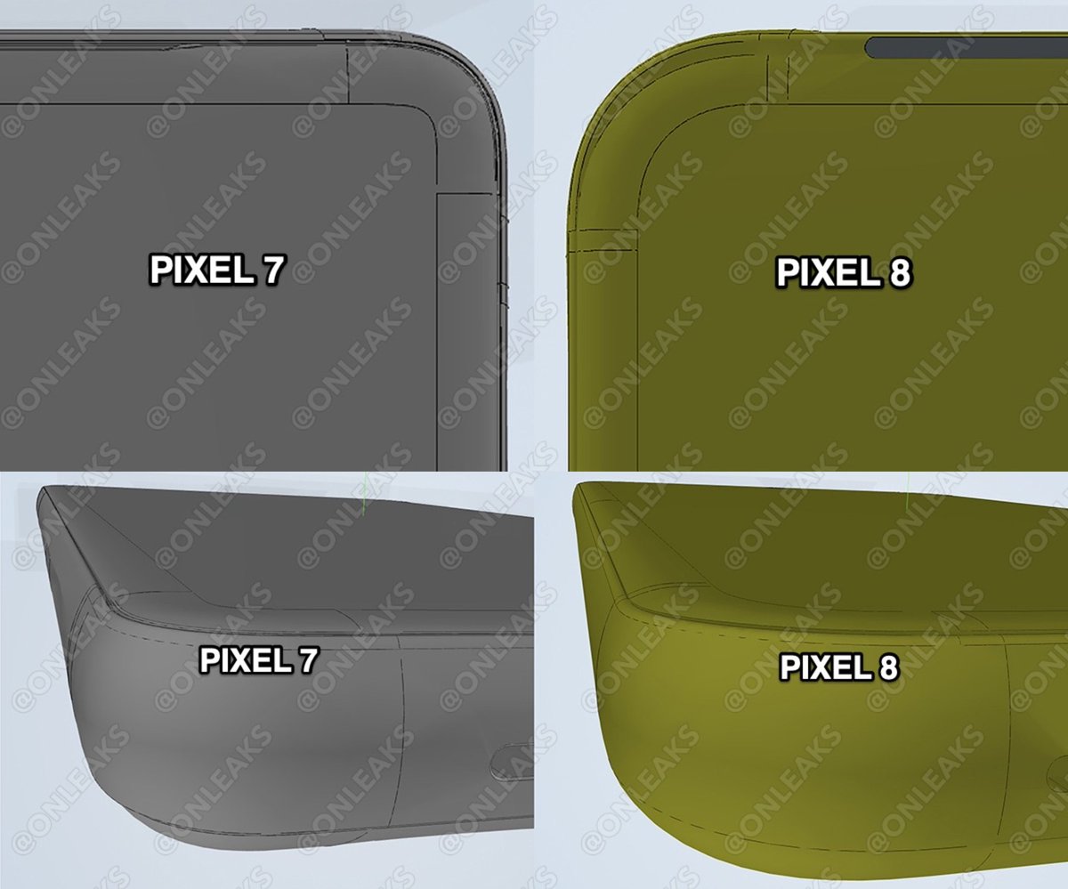 drbeel_techno's tweet image. #Google #Pixel5 
سيأتي Google Pixel 8 Pro بشاشة أقل انحناء عن السابق و زوايا دائرية.
و سيأتي Google Pixel 8 بزوايا أمامية دائرية.