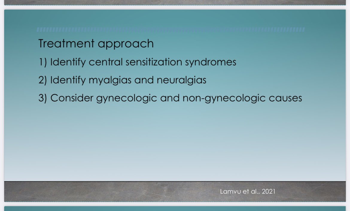EhrlichNP's tweet photo. Fantastic lecture and pearls from Becca Neuwirth, FNP on chronic pelvic pain in pts assigned female at birth - typically multi-factorial, gyn etiologies acct for apx 20% of CPP, txs are also multi-factorial @CaliforniaNP @UCSFHospitals @UCSFNurse @aboutKP #CANP45 https://t.co/F89GRcoDlq