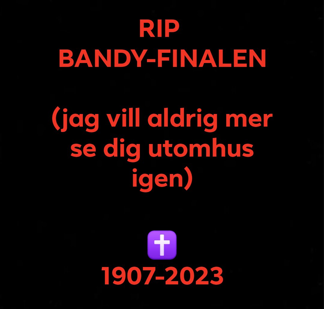 Snälla sluta göra bandy-finalen till 90 minuter lidande för spelare och publik! Grattis <a href="/VSKBandy/">VSK Bandy</a> och <a href="/vlbk_officiella/">Villa Lidköping BK</a> till en stark säsong. #svbandy