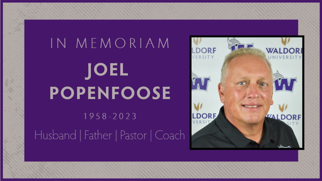WaldorfWarriors's tweet photo. With profound grief and sadness, the Waldorf Athletic Department mourns the passing of former Head Track &amp; Field Coach Joel Popenfoose.  On Thursday evening, Coach Popenfoose passed away after an unexpected medical emergency.  He was 64 years young.

https://t.co/BOWPDKaP8h https://t.co/NkgVRJauMp