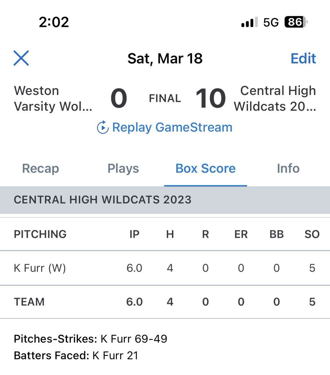kade_furr's tweet photo. 69 pitches 71% strikes through 6 inning and another complete game @knightknation4L https://t.co/MOC73xfv7z
