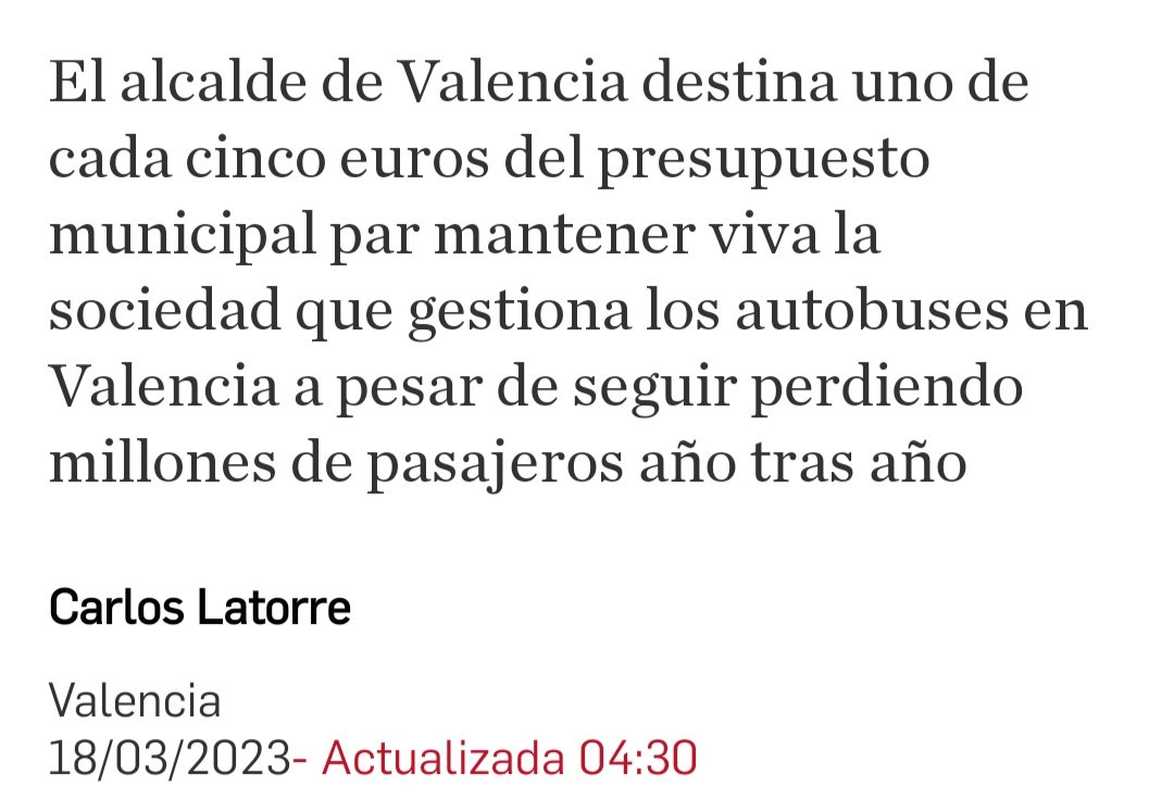 Mala gestión <a href="/AjuntamentVLC/">Ajuntament València</a> <a href="/joanribo/">Joan Ribó</a> <a href="/giuseppegrezzi/">Grezzi CompromísVLC 🔻🚲🍊</a> en agujeros de <a href="/emtvalencia/">EMT València</a>  constantemente tienen que inyectar millones para mantener a flote.
 Queremos felicitar a los trabajadores que se desdoblan para que no se note en #Fallas2023

#OtraFormaDeHacerPolitica