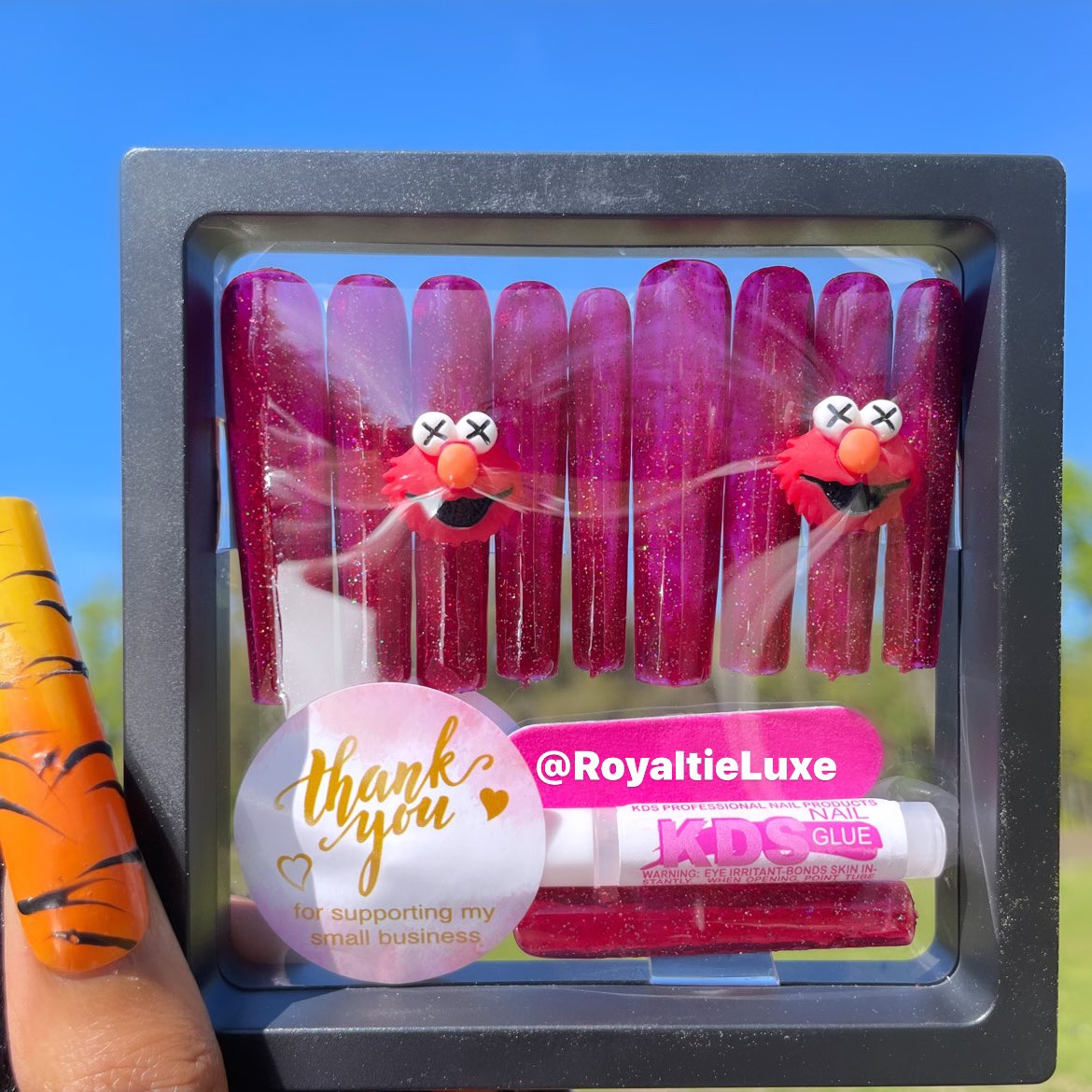 #royaltieluxe #nails #pressons #pressonnails #yellownails #pinknails #viral #trending #SmallBusinesses #SmallBiz #charmnails #rednails #nailart #SesameStreet #SesameStreetnails