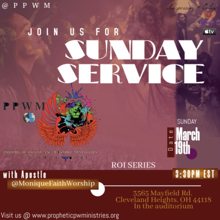 LivePpwm's tweet photo. See You Tomorrow for Sunday Service in-person + online. Click link to watch: https://t.co/i7ZEXrIjBj #ppwm #miracles #signs #wonders #sundayflow #prophetic #praise #dfw #cle #worship #prayingforthe🌎   #Youthtakeover https://t.co/5H5dkLDKon