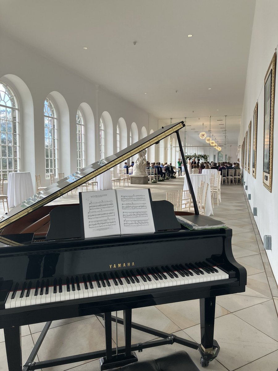 Nice to be back at <a href="/MargamOrangery/">The Orangery Margam</a> this afternoon, playing for Tilly &amp; Beni’s wedding. A little bit of a foggy start but the sun came out to play later in the day. Always a nice bonus when there’s a Yamaha grand piano on offer!
Massive congratulations to your both! ❤️🎹🎵🥂❤️