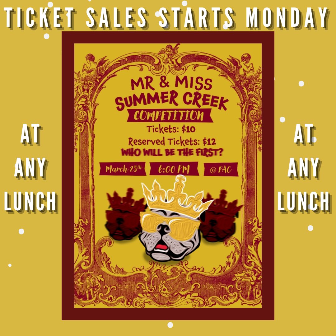 NEXT SATURDAY, March 25th is the day!! Buy YOUR ticket at all lunches throughout the week. Students are allowed to buy UP TO 4 tickets! 

There is only a LIMITED AMOUNT AVAILABLE, so get yours as soon as possible!! <a href="/HumbleISD_SCHS/">Summer Creek High</a>