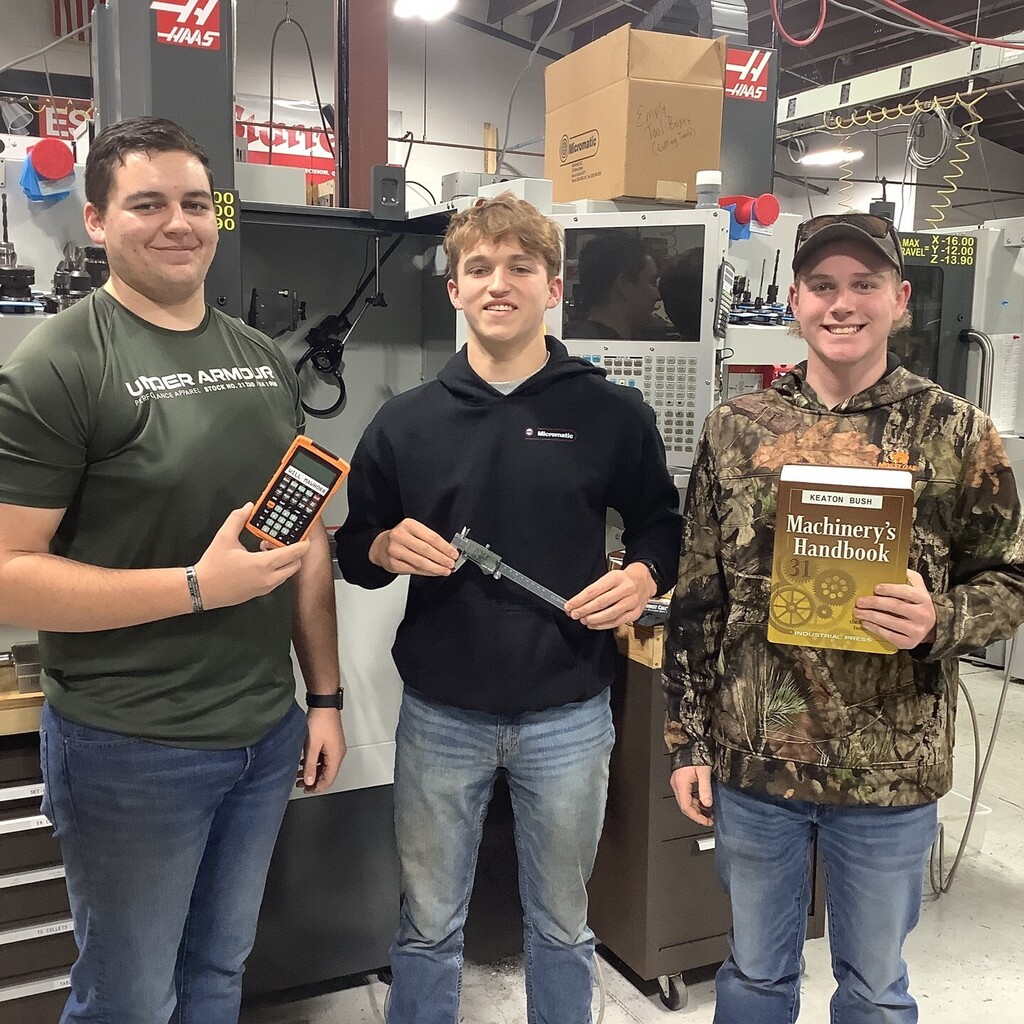 Area18Machining's tweet photo. Our 2023 SkillsUSA Automated Manufacturing Regional Gold Medal team with their prizes they won. The 6" digital Calipers, Machinist Calc Pro2, and Machinery's Handbook will be useful as they prepare for and compete in the SkillsUSA State Leadership and Sk… https://t.co/y4OP5mbRzm https://t.co/pu05DMj3aE