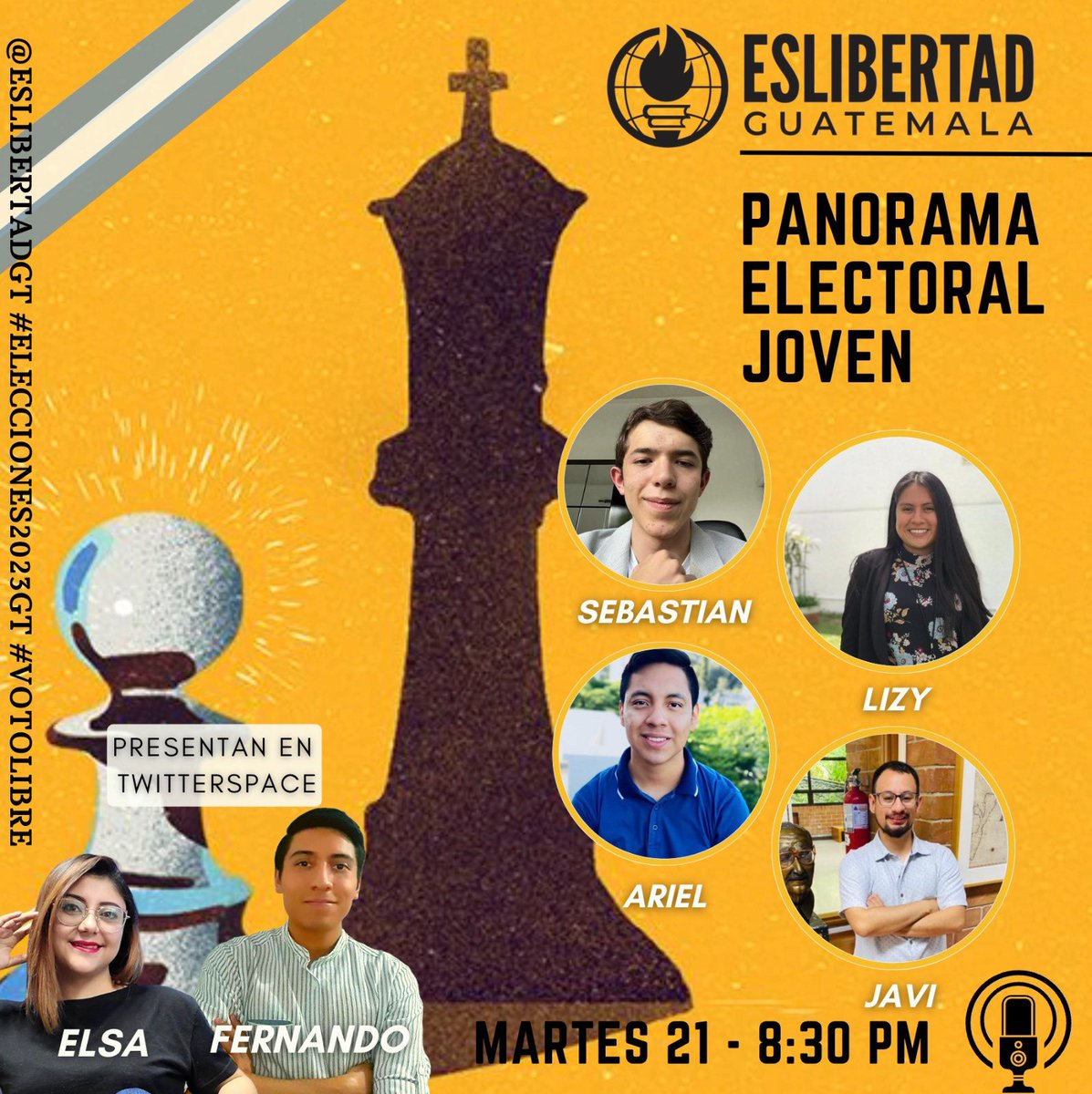 generación entiende, piensa y reflexiona su papel en un proceso electoral 🗳️🇬🇹  con polarización, populismo  y la intervención de nuevas tecnologías. Con @javierchpas @cbas_am @lizypaola7 @ArielAlvarezGT Moderado por @f_aragon10 @elsaescobedom