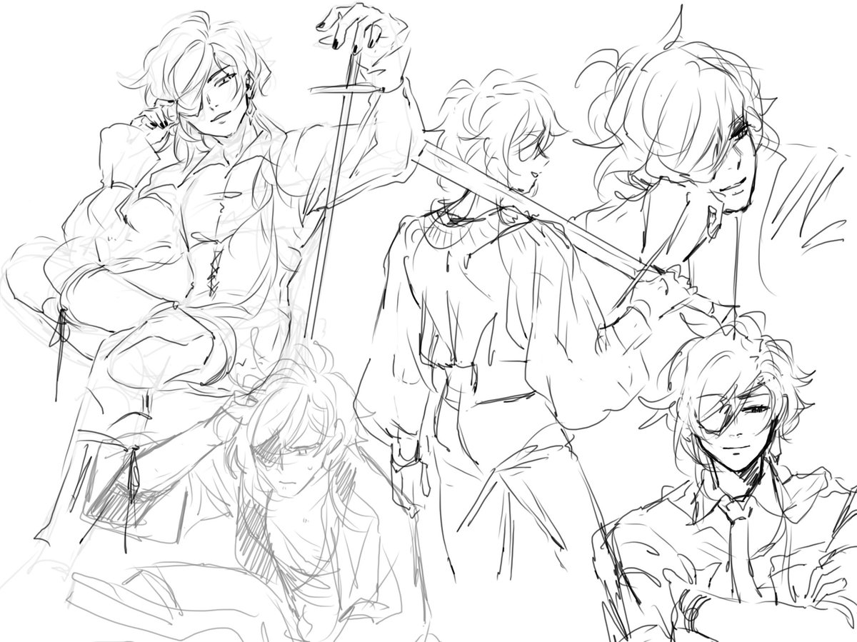 Studies, more studies, probably wip to be finished, kaeya with my eyes closed 