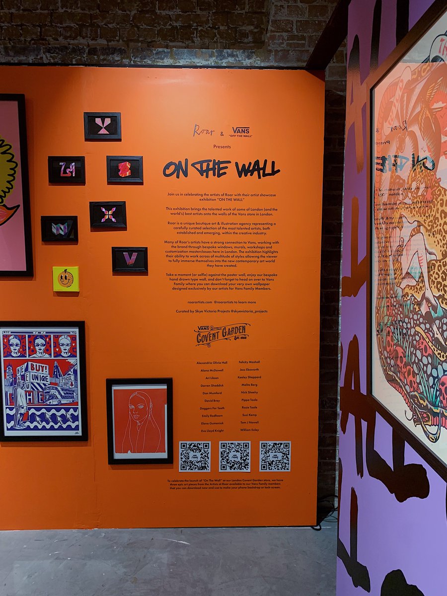 Melita Berg (@melita_berg) on Twitter photo 𝑶𝑵 𝑻𝑯𝑬 𝑾𝑨𝑳𝑳 exhibition opening night at Vans, Covent Garden Basement Gallery.
<a href="/VANS_Europe/">VANS Europe</a> x <a href="/RoarArtists/">Roar Art & Illustration Agency</a>
Go check us all out until mid May 🔥🔥🔥🔥🔥🔥
✨All thanks to this shining star <a href="/SVPROJECTSLDN/">Skye Victoria Projects (SVP)</a>✨ 𝑶𝑵 𝑻𝑯𝑬 𝑾𝑨𝑳𝑳 exhibition opening night at Vans, Covent Garden Basement Gallery.
<a href="/VANS_Europe/">VANS Europe</a> x <a href="/RoarArtists/">Roar Art & Illustration Agency</a>
Go check us all out until mid May 🔥🔥🔥🔥🔥🔥
✨All thanks to this shining star <a href="/SVPROJECTSLDN/">Skye Victoria Projects (SVP)</a>✨