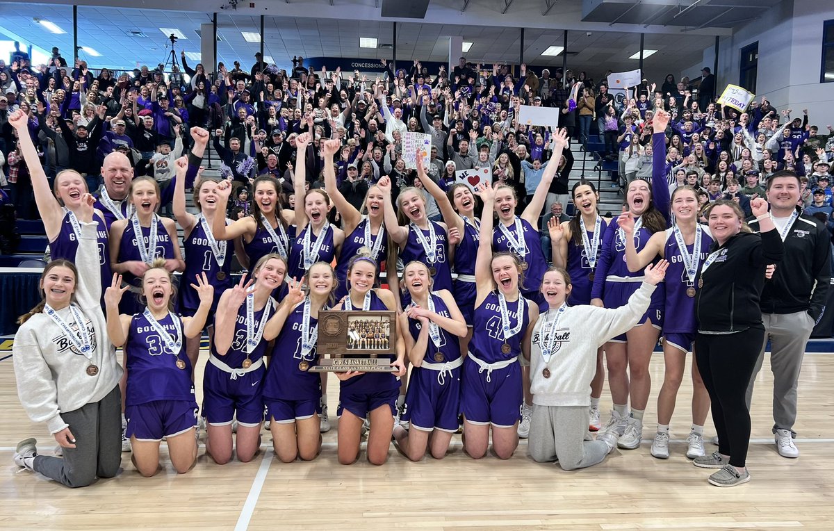 What a way to finish! <a href="/goodhueschool/">Goodhue School</a> Girls Basketball wins 79-68 over Minnehaha Acad to finish 3rd Place at STATE! Great resilience and composure shown, spurred on by another GREAT CROWD!!  Congratulations Girls!