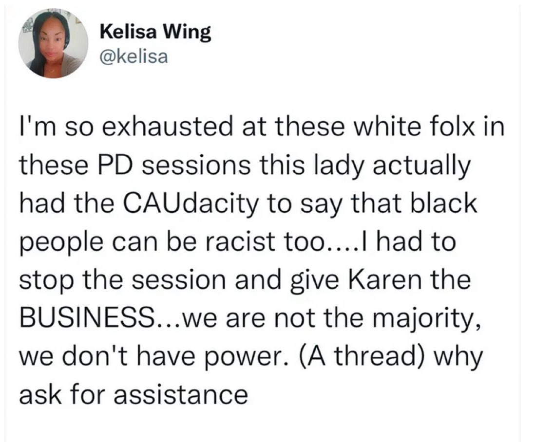 charliekirk11's tweet photo. This is the Pentagon's "Diversity Chief” saying she’s exhausted by “white folx.” We are not a serious country. https://t.co/hfReAEVrXw
