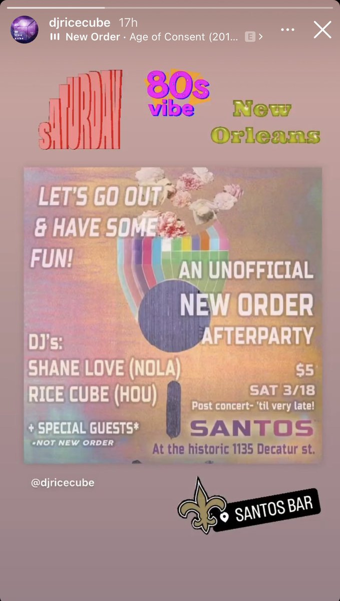 esquared415's tweet photo. @djricecube @gillian_gilbert @stephenpdmorris @neworder @orpheumnola Maybe after their gig they’ll turn up on the @santosbarnola dance floor at yours! ✨🖤✨ https://t.co/2oWmFOLbD7