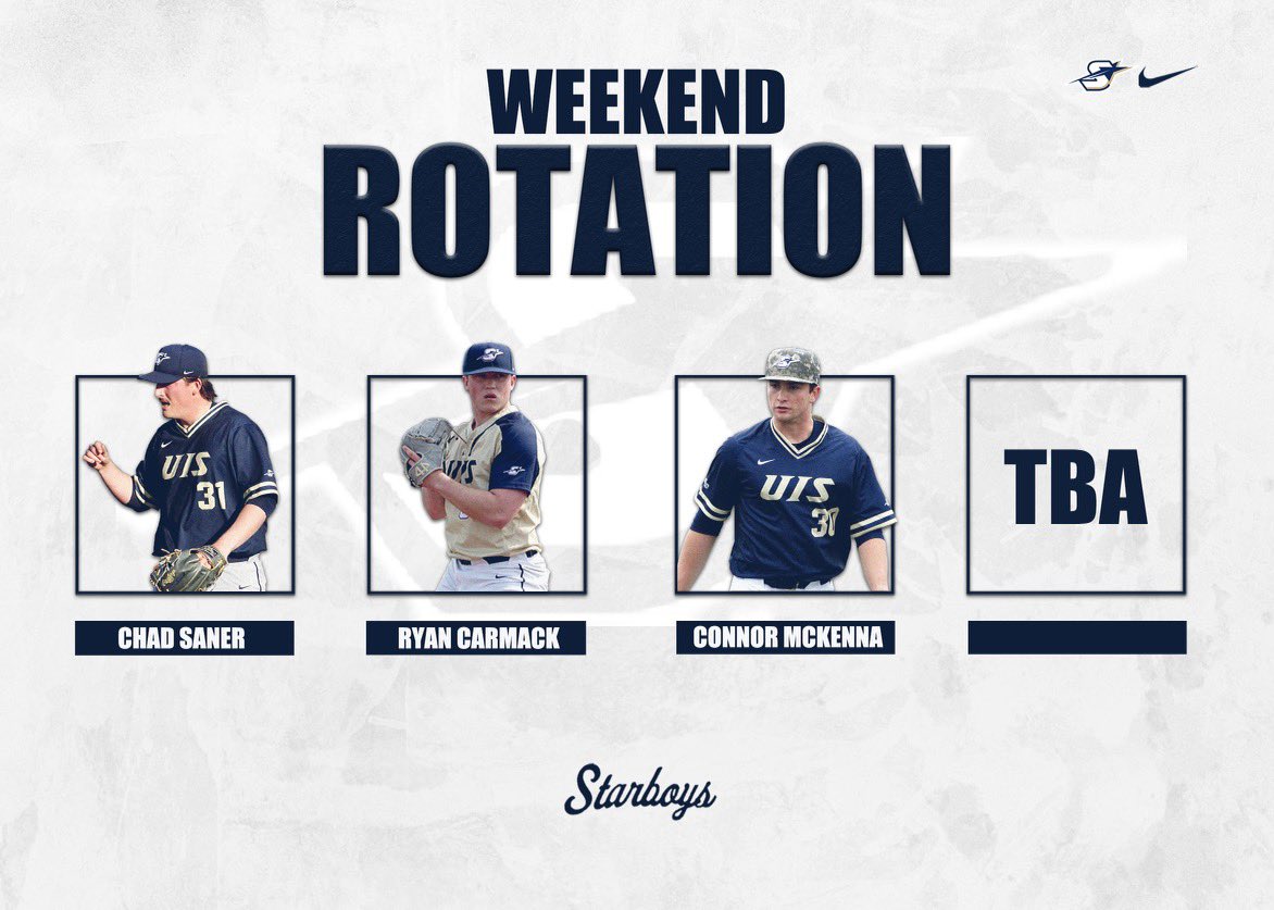 Baseball_UIS's tweet photo. Our weekend rotation 🔥 

#StarBoys | #ProtectThePrairie https://t.co/fSpUjP6UmI