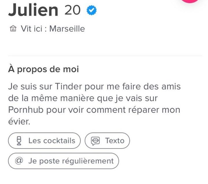 TopDeTinder_'s tweet photo. Ça c'est dla bio https://t.co/nfjWUF50eV