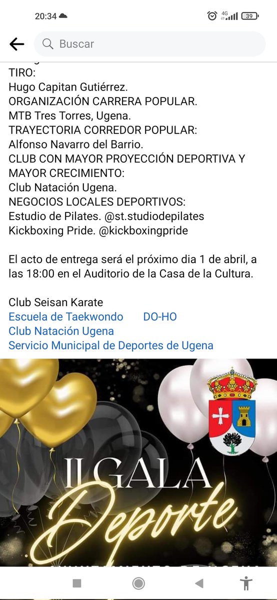 El ayuntamiento de Ugena dará un premio al hijo de una concejala en la gala del deporte. Será premiado por la cruel modalidad (mal llamada deporte) del tiro al pichón.

m.facebook.com/story.php?stor…