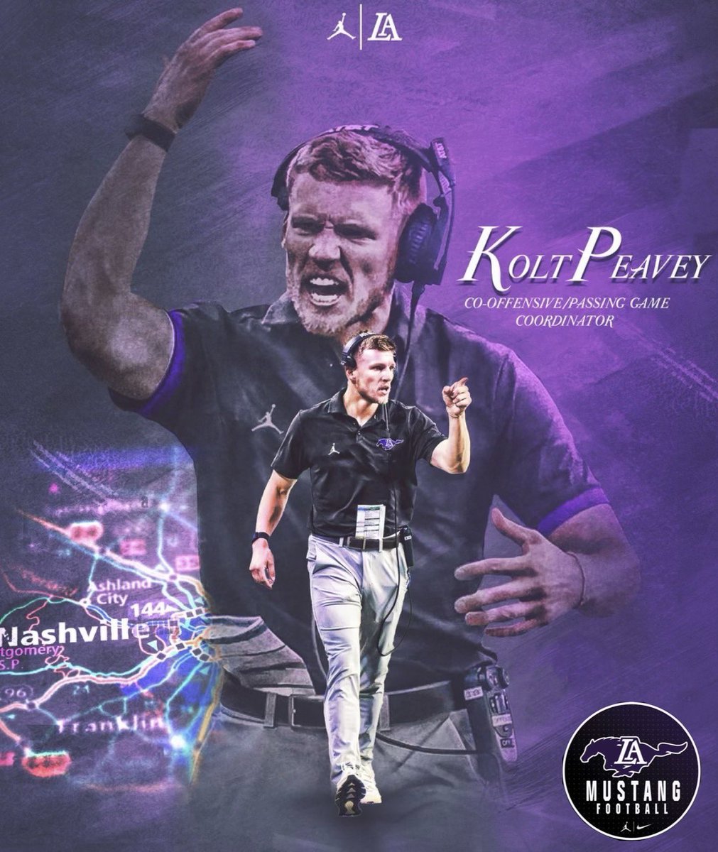 Coach_Peavey's tweet photo. This past season was a blessing in many ways. Part of what makes LCA a special place are the players, families, and coaches. The parental and community support for our program is unlike anything I have seen before. 

Players: it was a joy to coach a group like you all. You came willing to learn and be coached passionately every day. I saw immense growth in all of you. We come a long way from our first meeting having to explain what it meant to widen our splits!
You are smart football players. I will pray that you all continue to keep Christ centered in your lives. Thank you to all who were responsible in allowing me the chance to coach at LCA. 

I am excited to announce I have accepted a new coaching opportunity in Nashville, TN at Lipscomb Academy under head Coach Kevin Mawae alongside the incredible staff he has assembled. I can't wait to see what God has planned next! Let's get to work!! 

Thank you all! 

Coach Kolt Peavey
@LAmustangFB