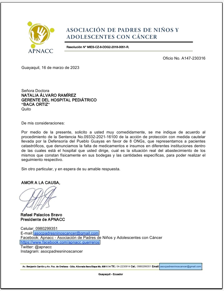apnacc's tweet photo. LLAMADO PÚBLICO

A LOS REPRESENTANTES DE LOS HOSPITALES DEL @Salud_Ec
#BACAORTIZ #EUJENIOESPEJO #PORTOVIEJO

POR FAVOR NECESITAMOS RESPUESTA,A LA ACCIÓN DE PROTECCIÓN # 09332-2021-16100 @DEFENSORIAEC,QUE LOS OBLIGA INMEDIATAMENTE COMPRAR MEDICAMENTOS 💊.
🧵👇 https://t.co/vuNLtJSrAX