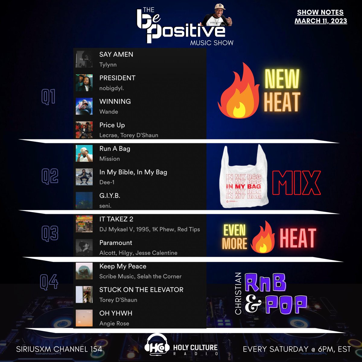 dj_b_plus's tweet photo. 'Be Positive Music Show' is about to be 🔴LIVE
Every 6pm EST/5pm CST #SiriusXM Channel 154 &
@HolyCulture Radio
#BePositive
#BPMS
#HCR154
(03-11-23) LAST WEEK'S #SHOWnotesBPMS
You can CATCH this show at 6pm, EST on the website https://t.co/esmT2dfl3K https://t.co/B6svVI097E