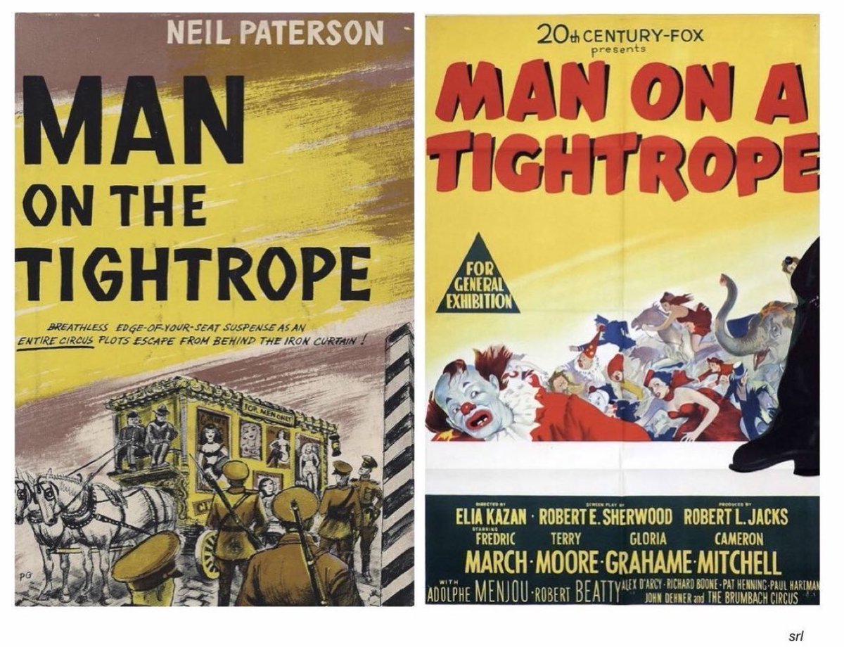 SaveRedlandLibr's tweet photo. 11:35pm TODAY on @TalkingPicsTV
The 1953 #Thriller film🎥 “Man On A Tightrope” directed by #EliaKazan from a screenplay by #RobertESherwood
Based on #NeilPaterson’s 1952 novel📖
🌟#FredricMarch #TerryMoore #GloriaGrahame #PaulHartman #RichardBoone #CameronMitchell
#FilmNoir https://t.co/wTuNgQtpGe