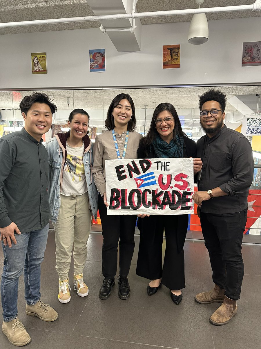 PeoplesForumNYC's tweet photo. While our comrades marched in D.C. we welcomed Congressperson @RashidaTlaib & @tiffany_caban of the NY City Council.
Together we say NO to the U.S. Blockade of Cuba! https://t.co/wvgVmeMxgh