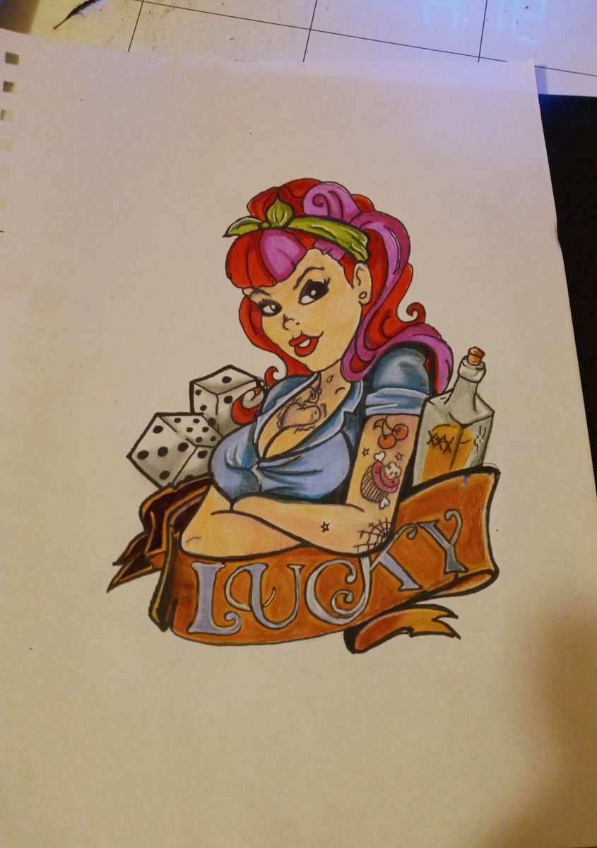 💯% satisfied with my new #Luckydesign #logo had to add the right darks and whites but oct last year is when i drew this #Finished