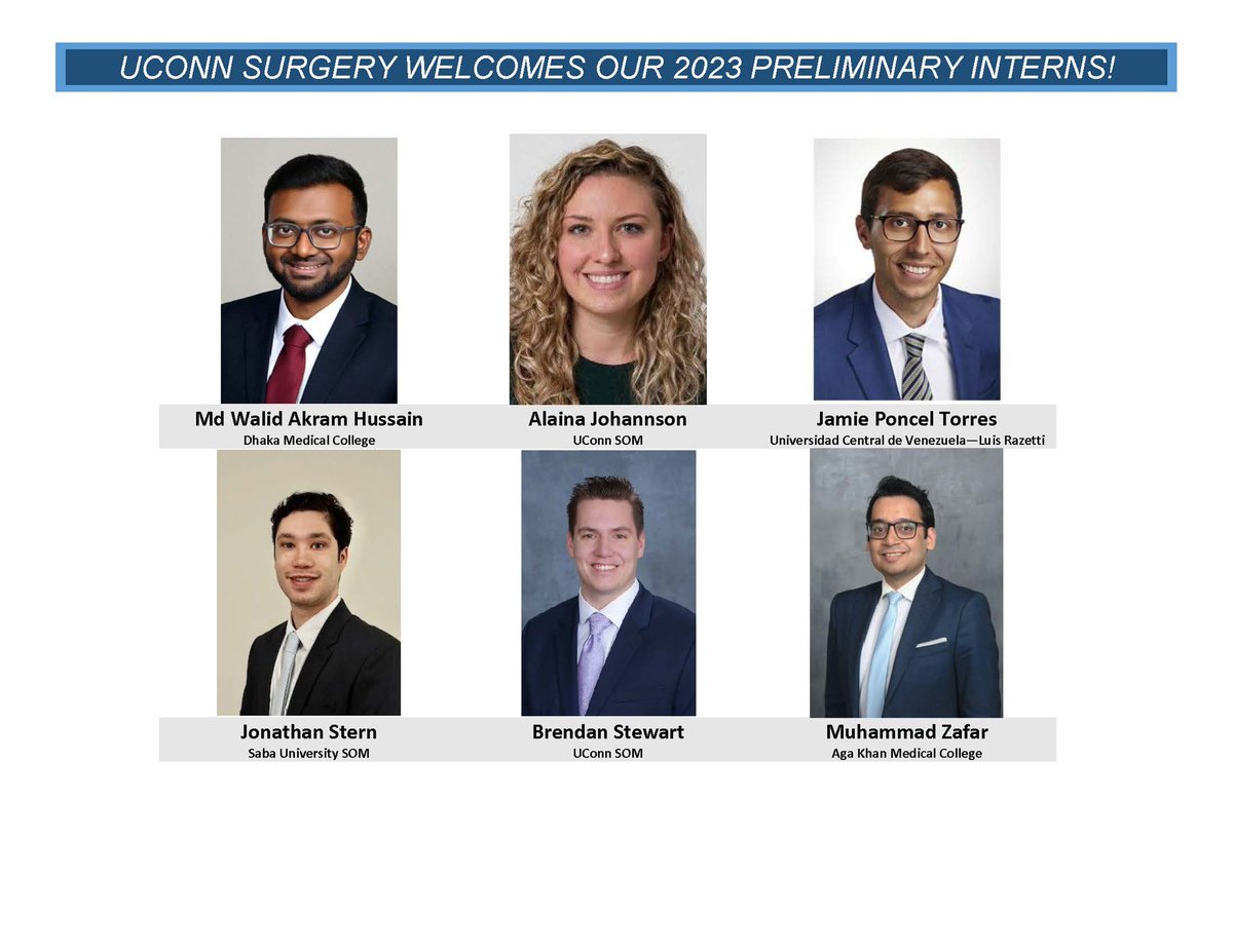 uconnsurgery's tweet photo. We are pleased to introduce the UConn General Surgery interns of 2023! Welcome to the #uconnsurgeryfamily #Match2023 #gensurgmatch2023 https://t.co/qn4q5ayd4C