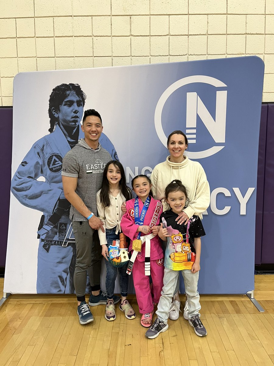 CoachVo11's tweet photo. ✅ She did it! So proud of Lennix. 
🥇Gold medal in the Compnet Phoenix Jiu-Jitsu Winter Championships. 
Brave girl in a chaotic environment. 

Thank you to Gracie Barra Portales and Avondale for getting her ready. 
#meanbug https://t.co/xLqnGheBjr