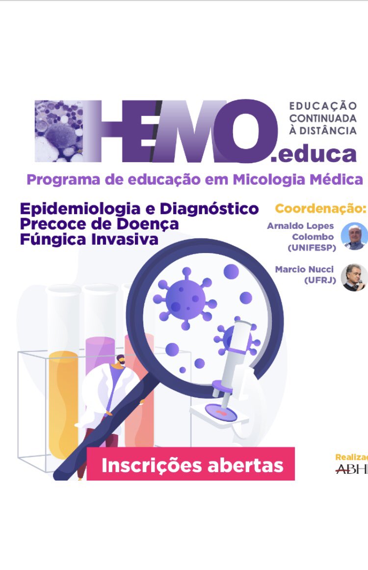 MarcioNucci2018's tweet photo. Curso de 18 aulas. Doença fúngica invasiva em hematologia @abhhoficial https://t.co/S9TLmOTmLG