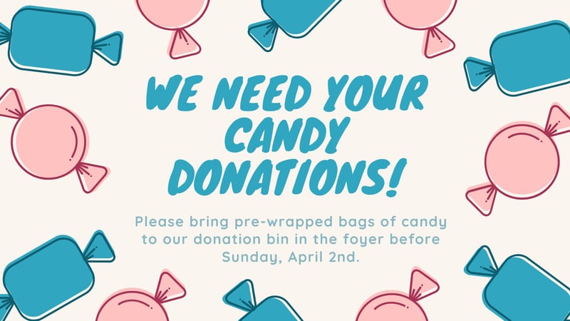 🚨URGENT ANNOUNCEMENT🚨 We need your help! Our Easter egg hunt is just around the corner and we are in need of candy donations. Please bring pre-wrapped bags of candy to our donation bin in the lobby before Sunday, April 2nd. 🐰🍬🥚 #EasterEggHunt #CandyDonations #UrgentAppeal