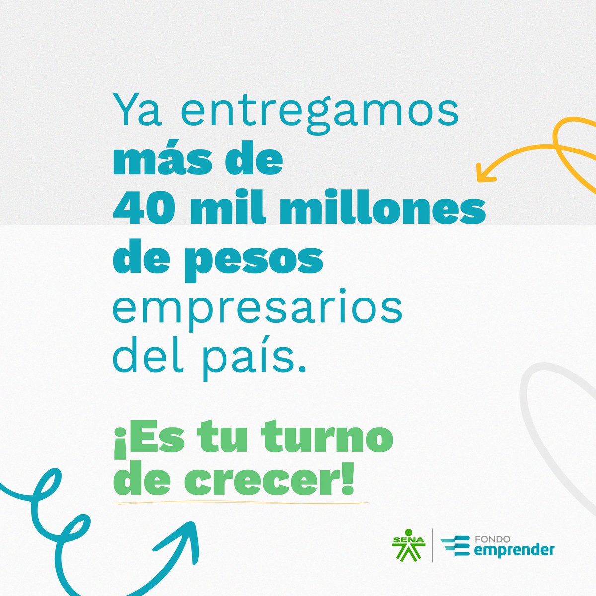 SENAComunica's tweet photo. Inscríbete antes del 30 de abril para recibir los recursos reembolsables 💰de hasta 20 millones de pesos, destinados al crecimiento de tu empresa 📈. 
Hazlo aquí: ➡️ https://t.co/bYUjEnFuKZ https://t.co/XOS9rruMNj