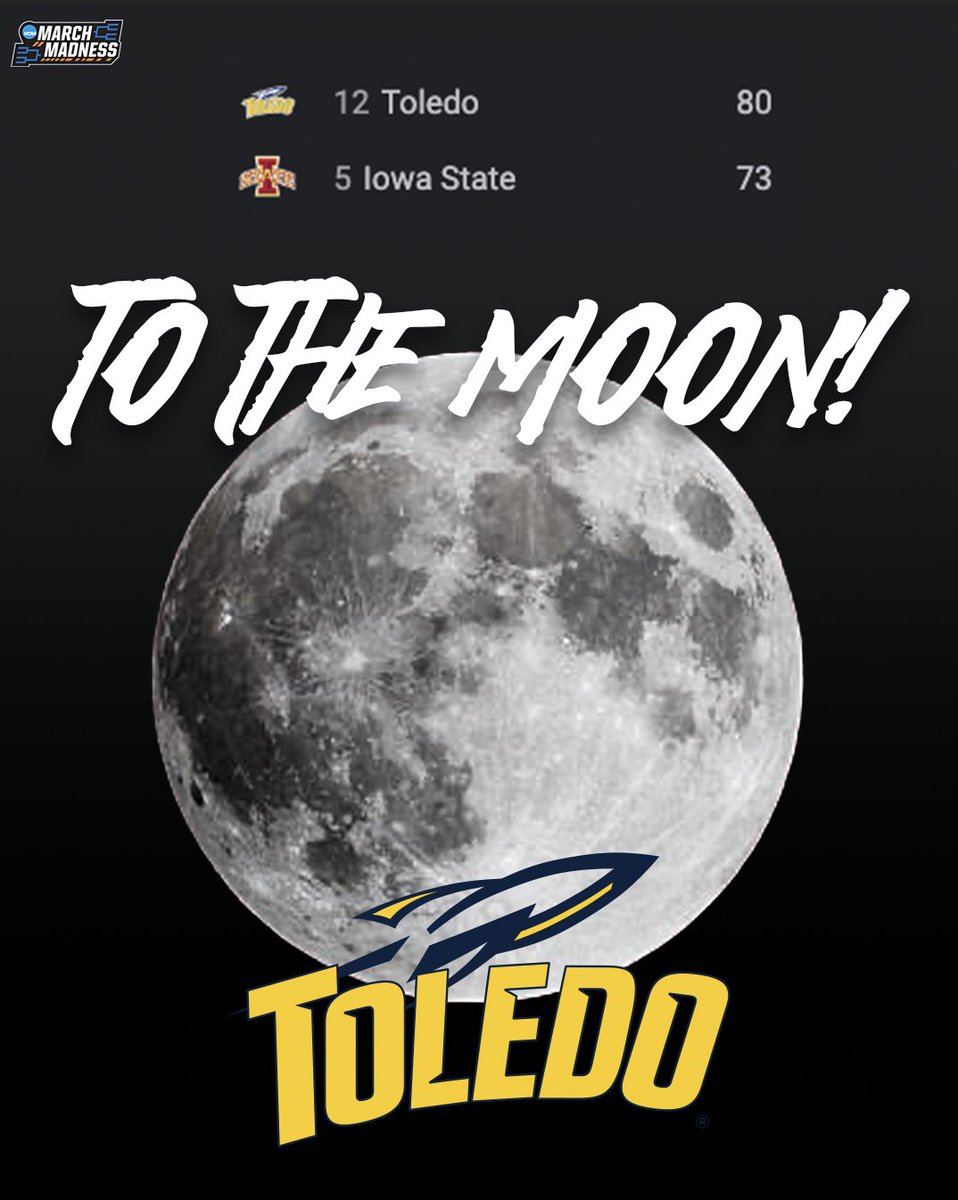 MarchMadnessWBB's tweet photo. TOLEDO TO THE MOOOOOONNNNN 🚀🚀🚀

#MarchMadness x @ToledoWBB https://t.co/ZeTlszf514