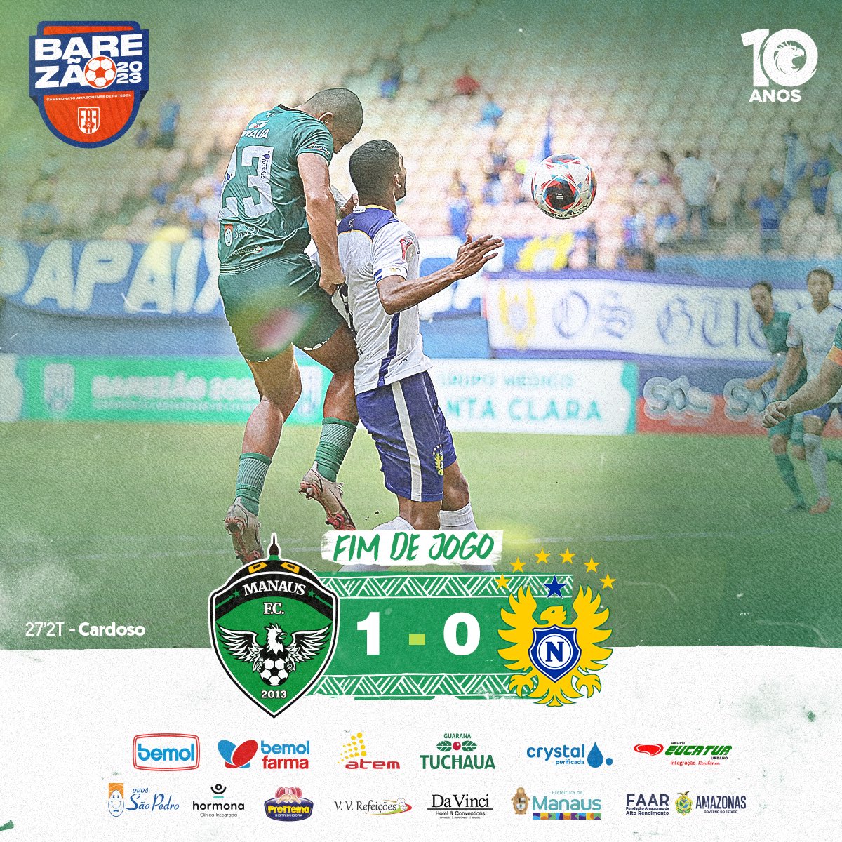 oficialmanausfc's tweet photo. Manaus vence o jogo, mas perde no placar agregado por 2 a 1, se despedindo do #Amazonense23.
Foco agora na #SérieC23 que começa em maio.
📸 @ismaelfotofc https://t.co/hV2CzLM7MW