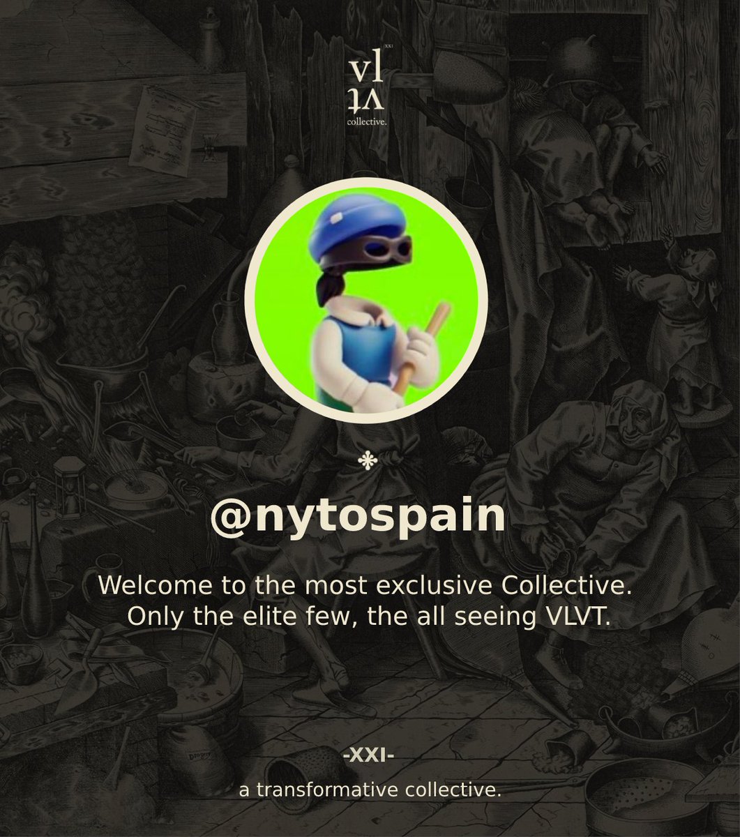 JoinTheVLVT's tweet photo. Welcome to the Collective @nytospain .

Only the elite few, the all seeing VLVT. https://t.co/VCiKK0kTWl