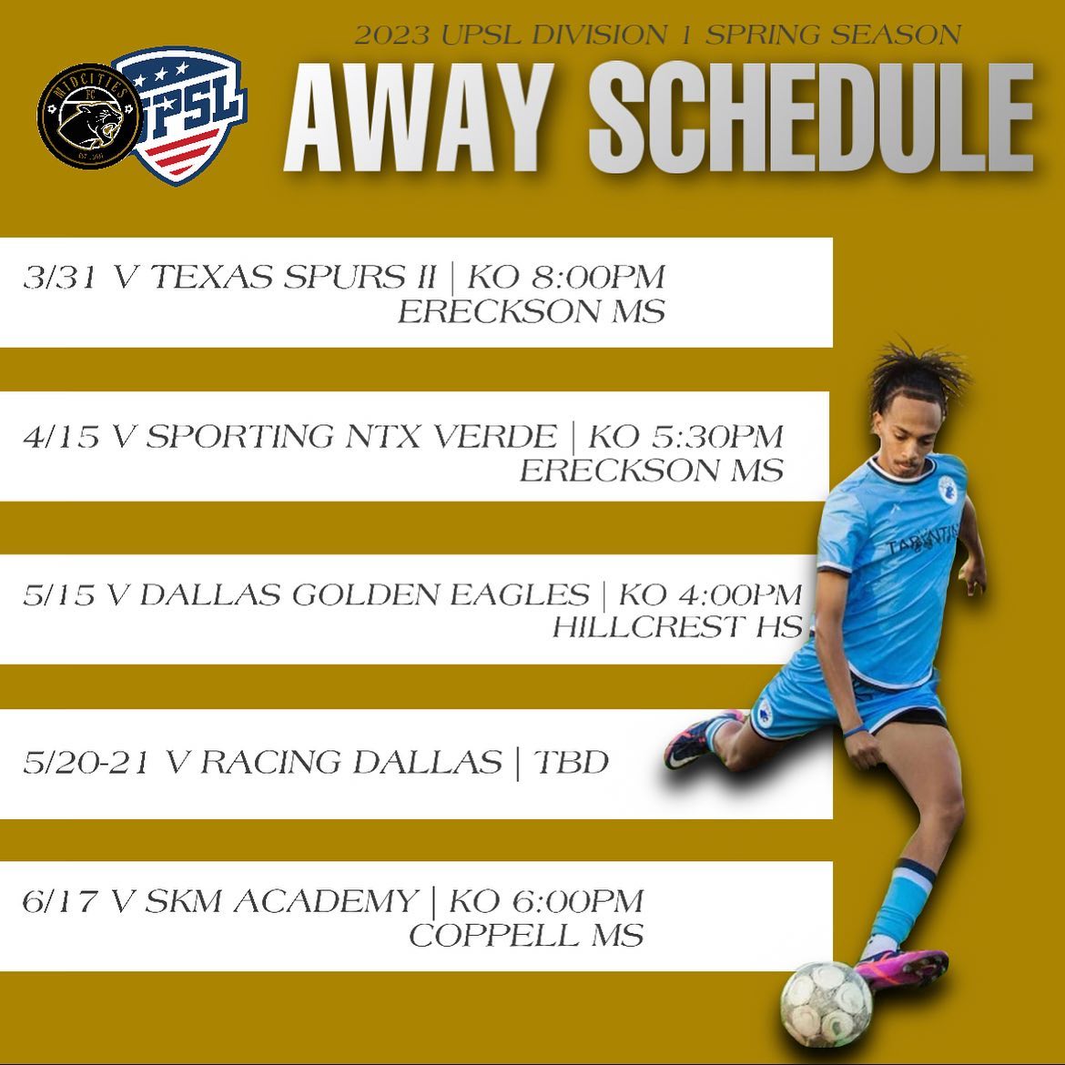 midcitiesfc's tweet photo. The schedule is out &amp; it’s 🔥!
#midcitiespanthers #mfc | #upsl #bringiton 🤎 https://t.co/2hsIYdhYP8