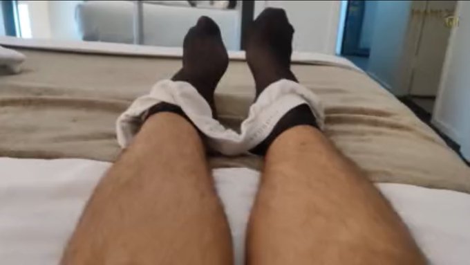 4 pic. Black sheer socks get worshipped while big gay daddy tries to do work on his phone.

https://t
