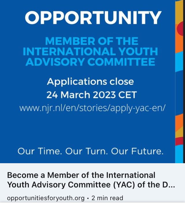 opportunitiesfy's tweet photo. 📣 JOB ALERT!

The #Dutch National Youth Council (NJR) is looking for youth around the world who ⤵️

Does this sound like you? Read more and apply 🔗 https://t.co/mef8zXpeax

Know someone who might be interested? Tag them in the comments 💬

#SkillsRightNow #youthparticipation https://t.co/Sn9aTLcLBp