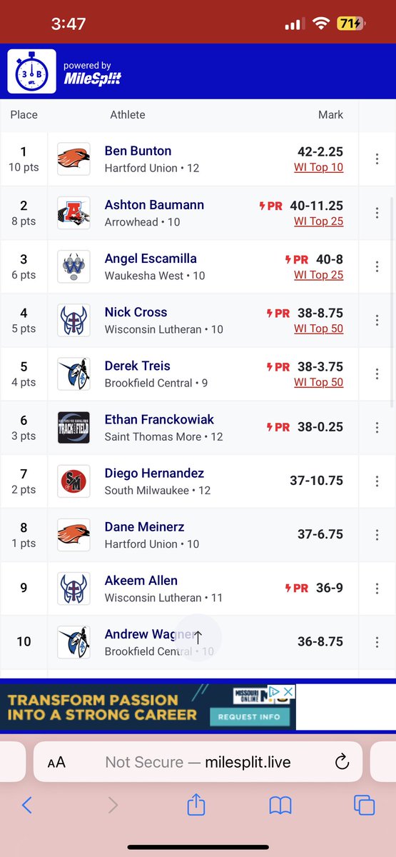 BCJumps's tweet photo. Great day for the jumpers at the PRO invite! Frank with a PR in LJ, Derek finished 5th in TJ with a PR (and Andrew just missed the cut), and Clare finished 4th in TJ. Nice work! https://t.co/qKR9JwYCyK