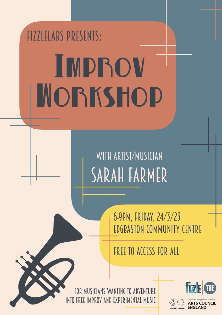 fizzle (@fizzlebrum) on Twitter photo After the success of our first improvised music workshop, we are hosting another free-to-attend workshop at Edgbaston Community Centre.
This workshop will be led by the relentlessly creative violinist and multimedia artist Sarah Farmer.
Reserve a spot:
bit.ly/3YZZfsm After the success of our first improvised music workshop, we are hosting another free-to-attend workshop at Edgbaston Community Centre.
This workshop will be led by the relentlessly creative violinist and multimedia artist Sarah Farmer.
Reserve a spot:
bit.ly/3YZZfsm