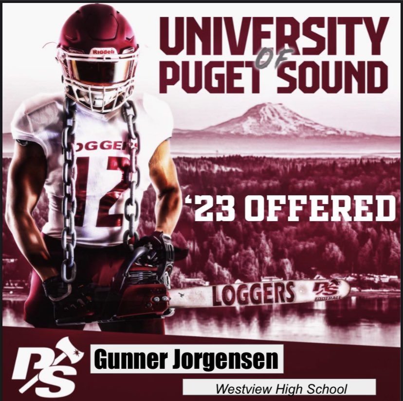 Thank you <a href="/CoachCarskie/">David Carskie 🪓</a> and <a href="/PSLoggers/">Puget Sound Loggers</a> for my first official offer! Can’t wait to go visit the campus in a week and a half, excited for this opportunity!