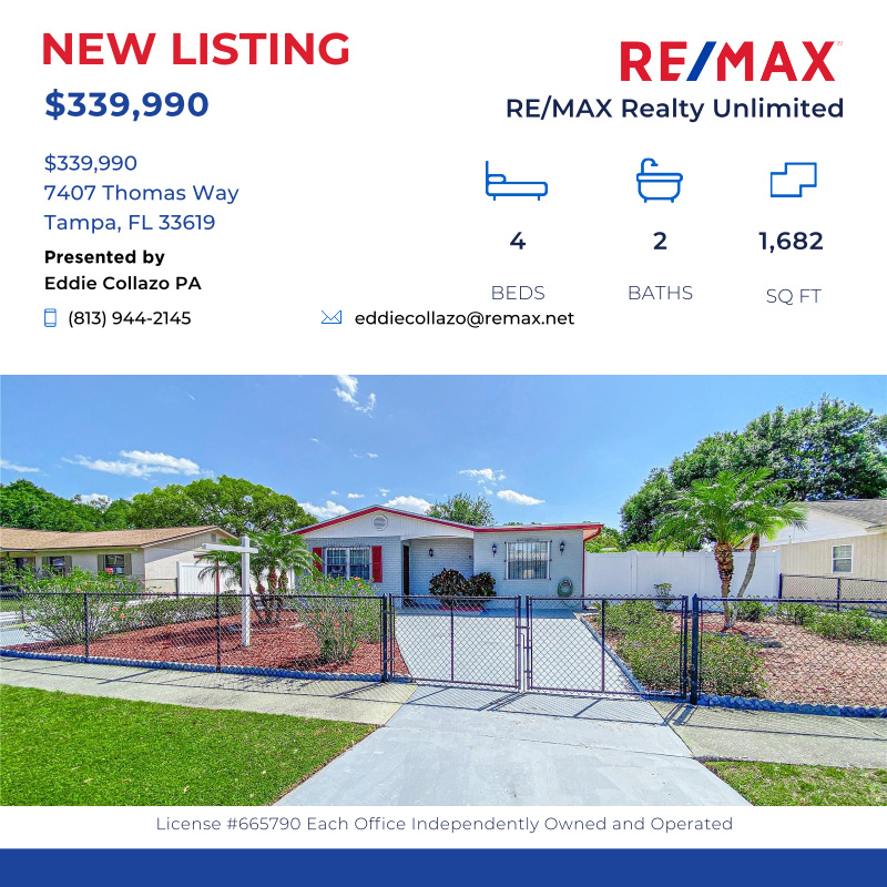 CollazoGroup's tweet image. Updated home located in Beautiful Tampa, Florida. No HOA, NO CDD. This home offers 4 bedrooms and 2 baths. Fully Fenced.  Enjoy the spacious...

Click here for details:
remax.com/FL/TAMPA/home-…