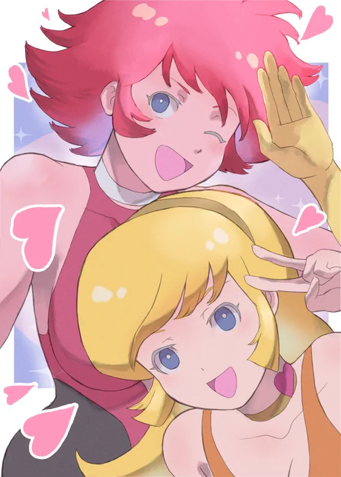 永遠の「この頃流行りの女の子」を描いたのすw#キューティーハニー #女の子二人のイラストを貼る見た人もやる 